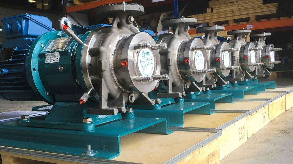 A selection of UTS-B magnetic drive pumps complete with steam jackets supplied by CDR Pumps (UK) Ltd