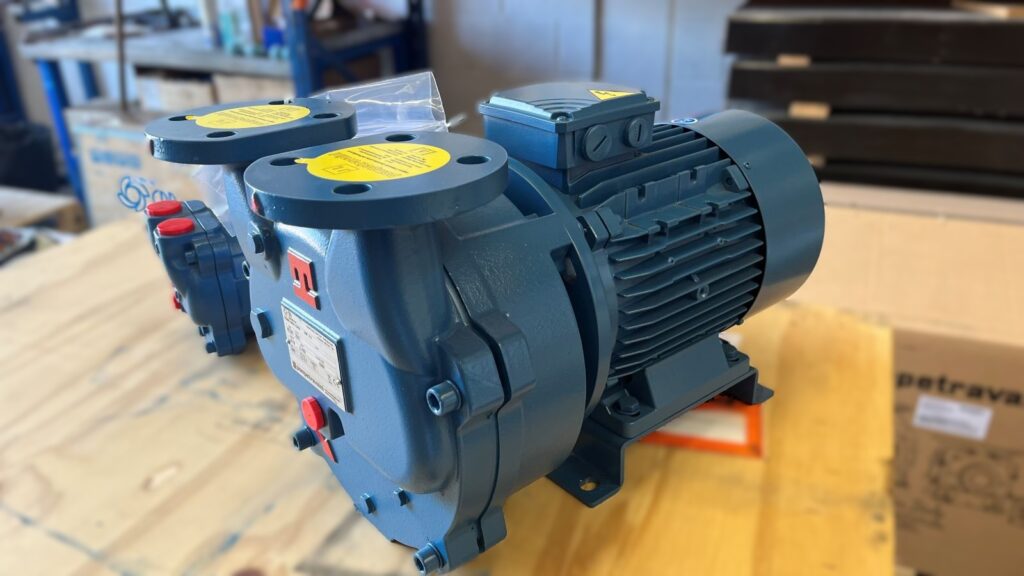 Two Travaini liquid ring vacuum pumps distributed in the UK by CDR Pumps