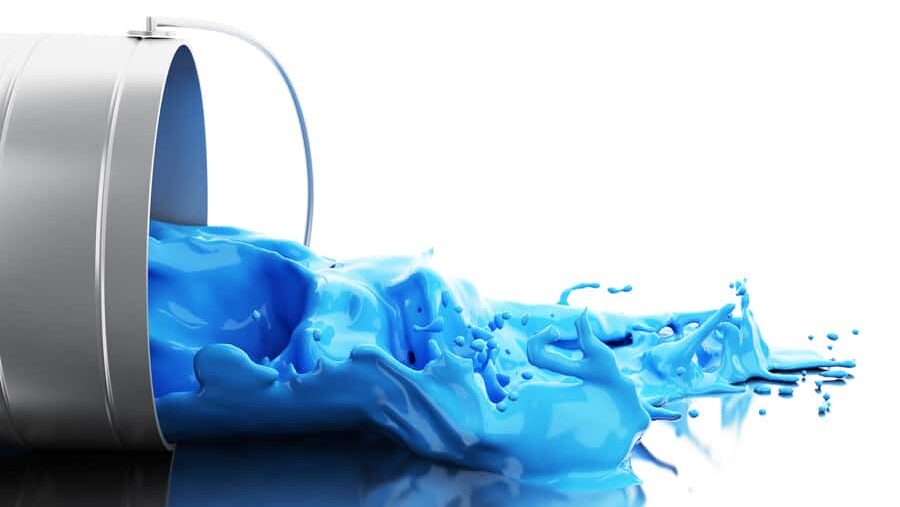 Blue paint spilling out of a can as this case study is about a paint manufacturer