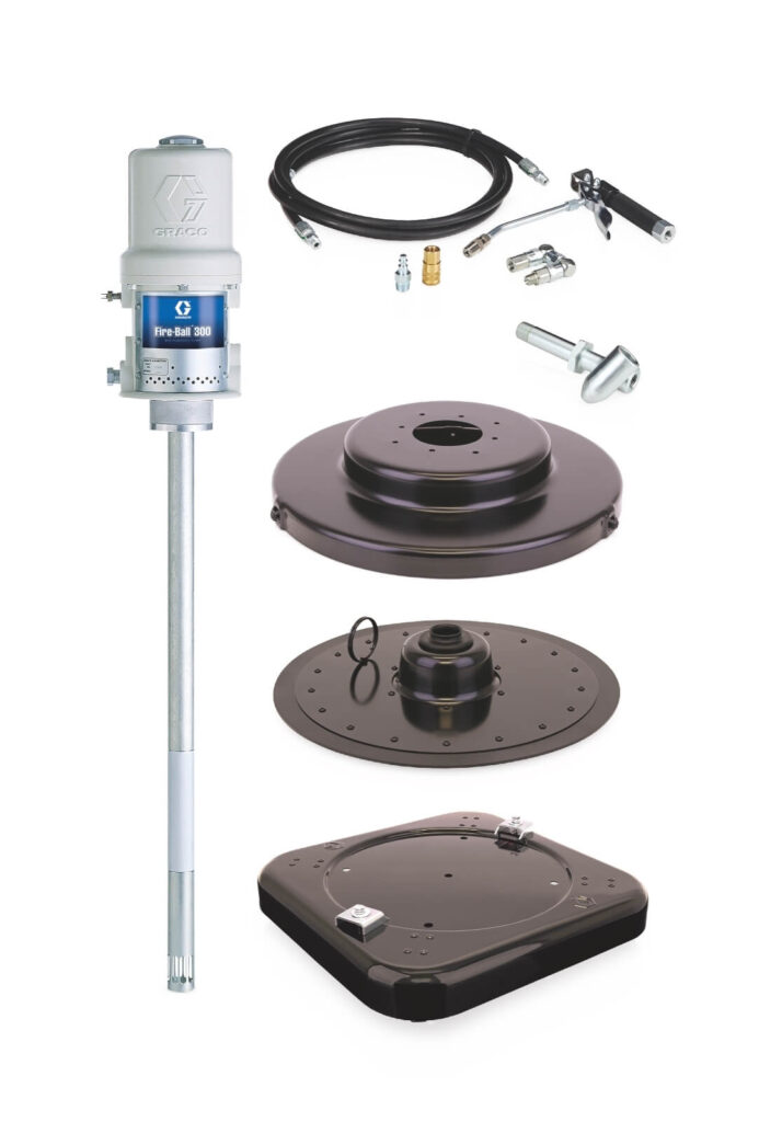Graco Fire-Ball 300 50:1 54 kg (120 lb) Grease Pump – Portable Package with Caster Base (225006)