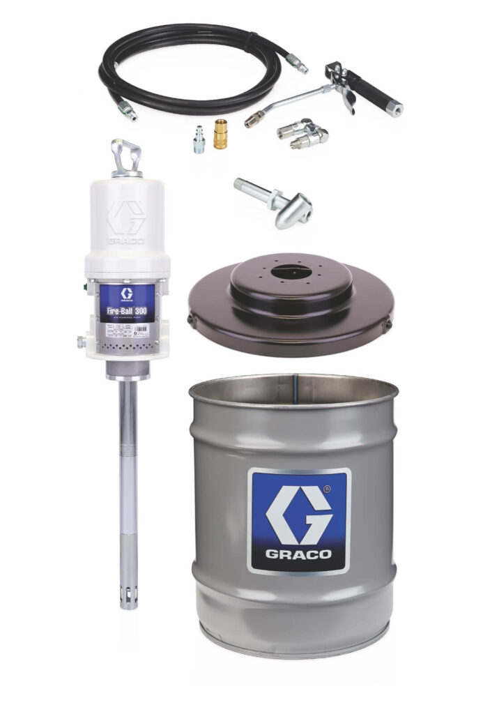 Graco Fire-Ball 300 50:1 16 to 23 kg (35 to 50 lb) Grease Pump – Stationary Pail Dispenser Package (225827)