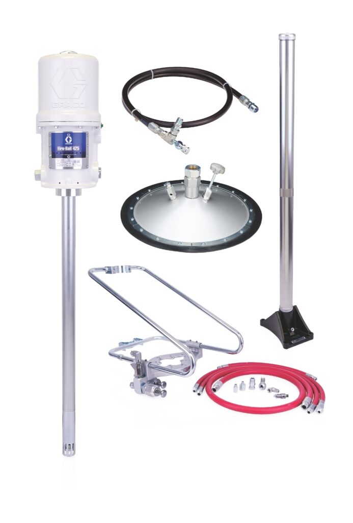 Graco Fire-Ball 425 75:1 181 kg (400 lb) 1/2″ x 1.83m (6 ft) Grease Pump Stationary Inductor Package (244637)