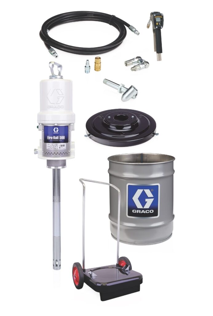 Graco Fire-Ball 300 50:1 16 to 23 kg (35 to 50 lb) Grease Pump – Portable Pail Dispenser Package (245695)